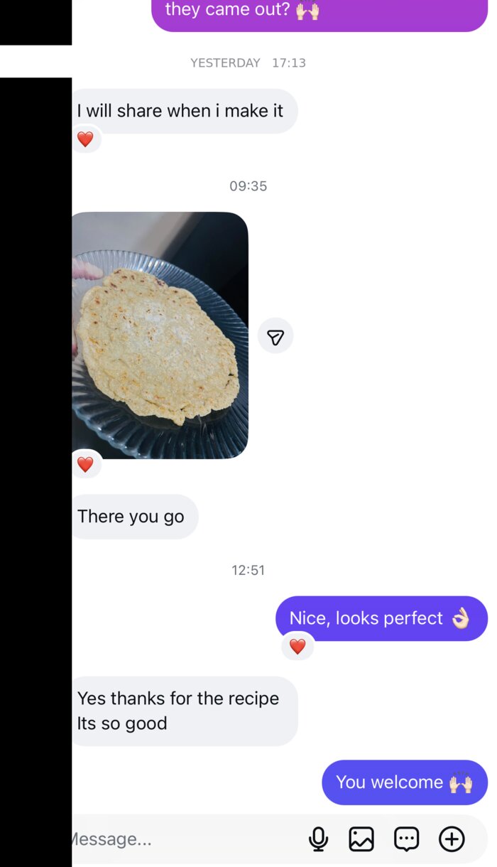 Follower sharing a photo of a flatbread recipe they made