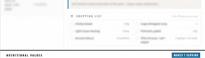 Recipe shopping list checklist