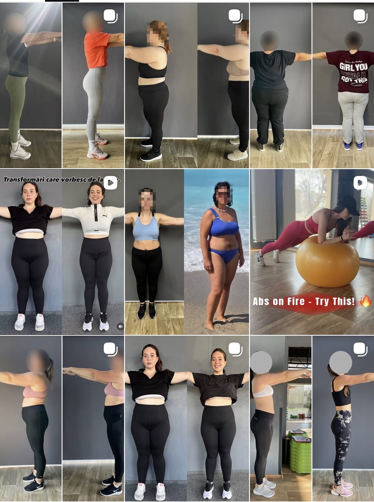 Client before and after transformation grid
